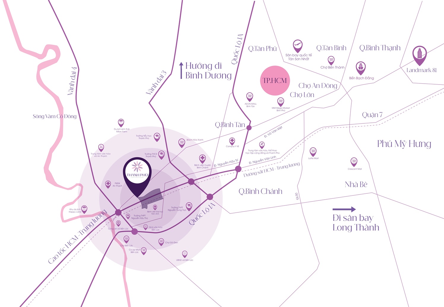 Vi tri du an thanh phu centre point bim group long an